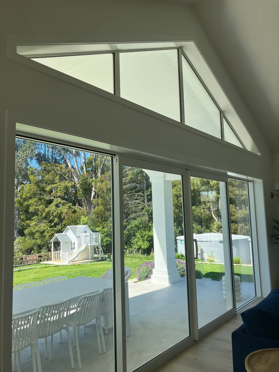 Glass to match the ceiling height to bring in extra light